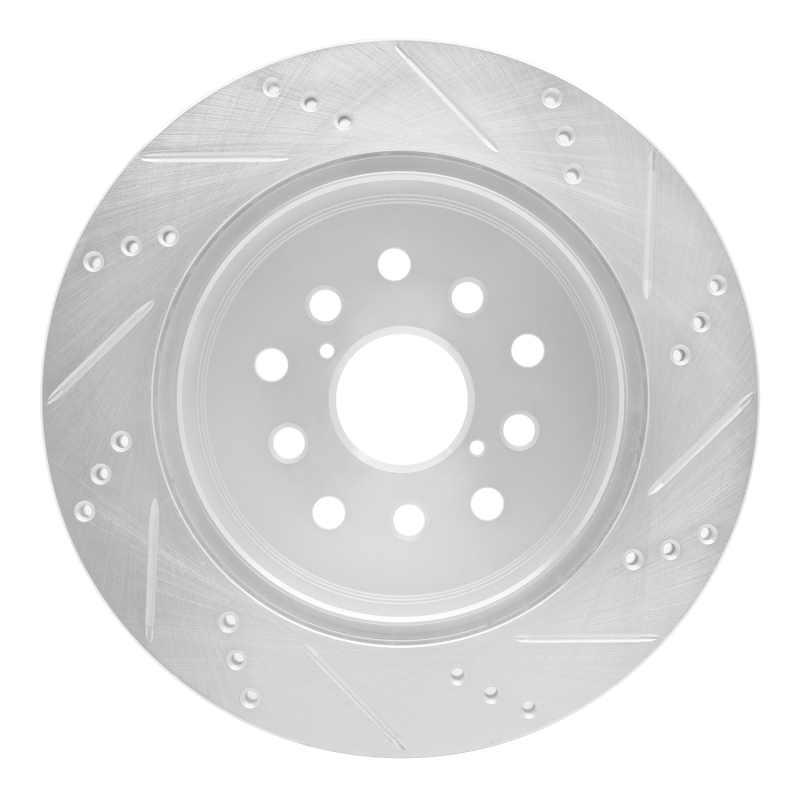 Lexus LS430 Brake Rotor (1) - Rear Left - R1 Concepts - Drilled & Slotted - Silver - `01-`06